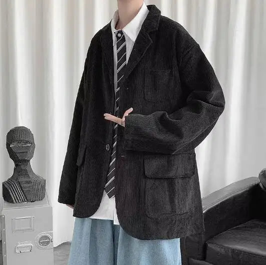 New Men's Academic stylec Long Sleeves Casual  Cotton Blend Loose Single Breasted Suit Jacket Coat Vibrant Vaults