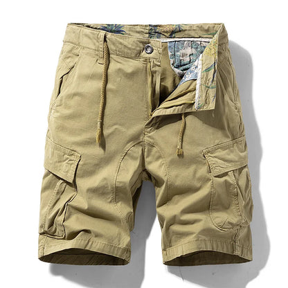 Summer Men Solid Cotton Cargo Shorts Man Casual Outdoor Beach Bermuda Short Pants Male Pockets Jogger Breathable Shorts Trousers