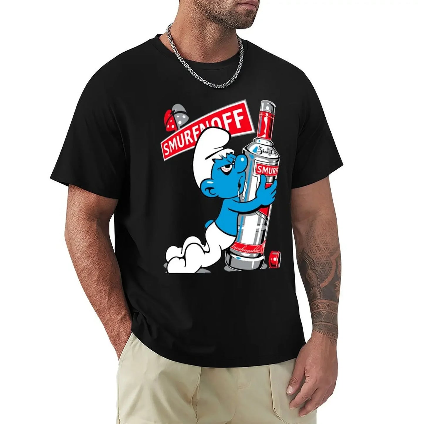 Smurfnoff Cartoon Funny T-Shirt korean fashion sweat mens graphic t-shirts anime