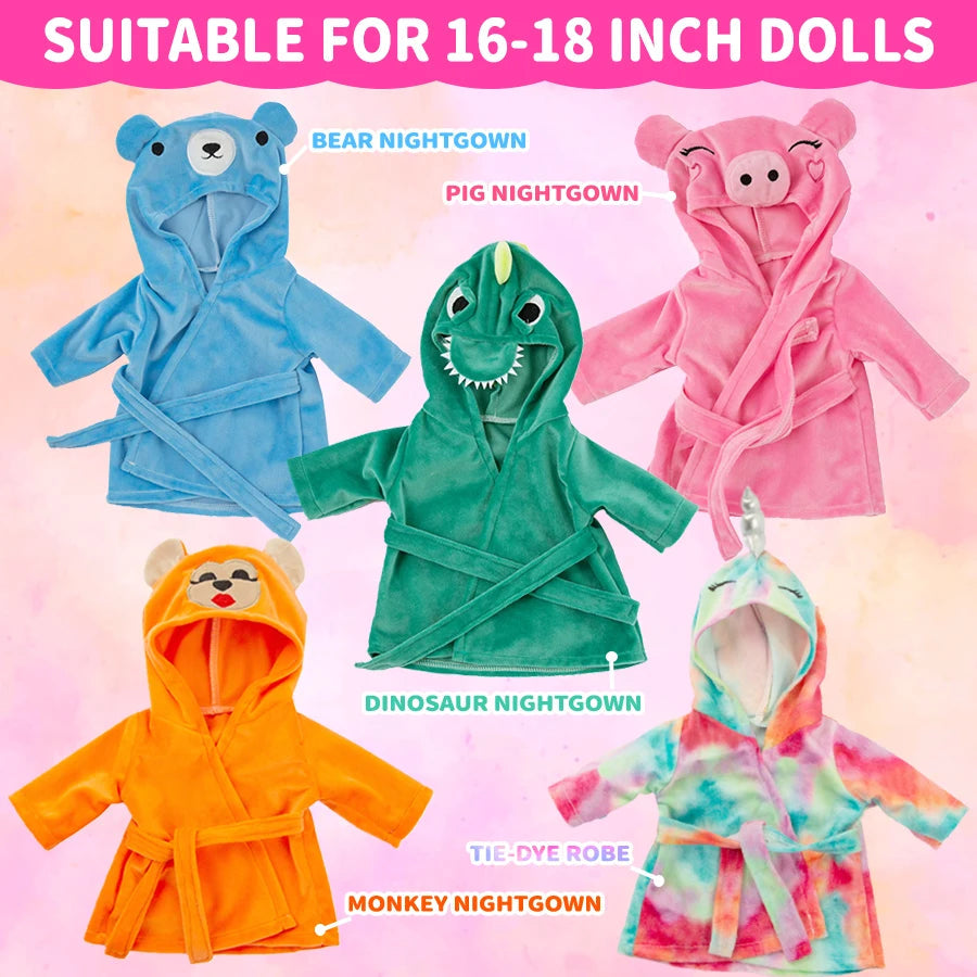 Doll Cartoon Clothes 5Set 18Inch&43cm Baby Pajamas Dinosaur Pig Animal American Reborn New Born Baby Doll OG Girl`s Toy Doll Vibrant Vaults