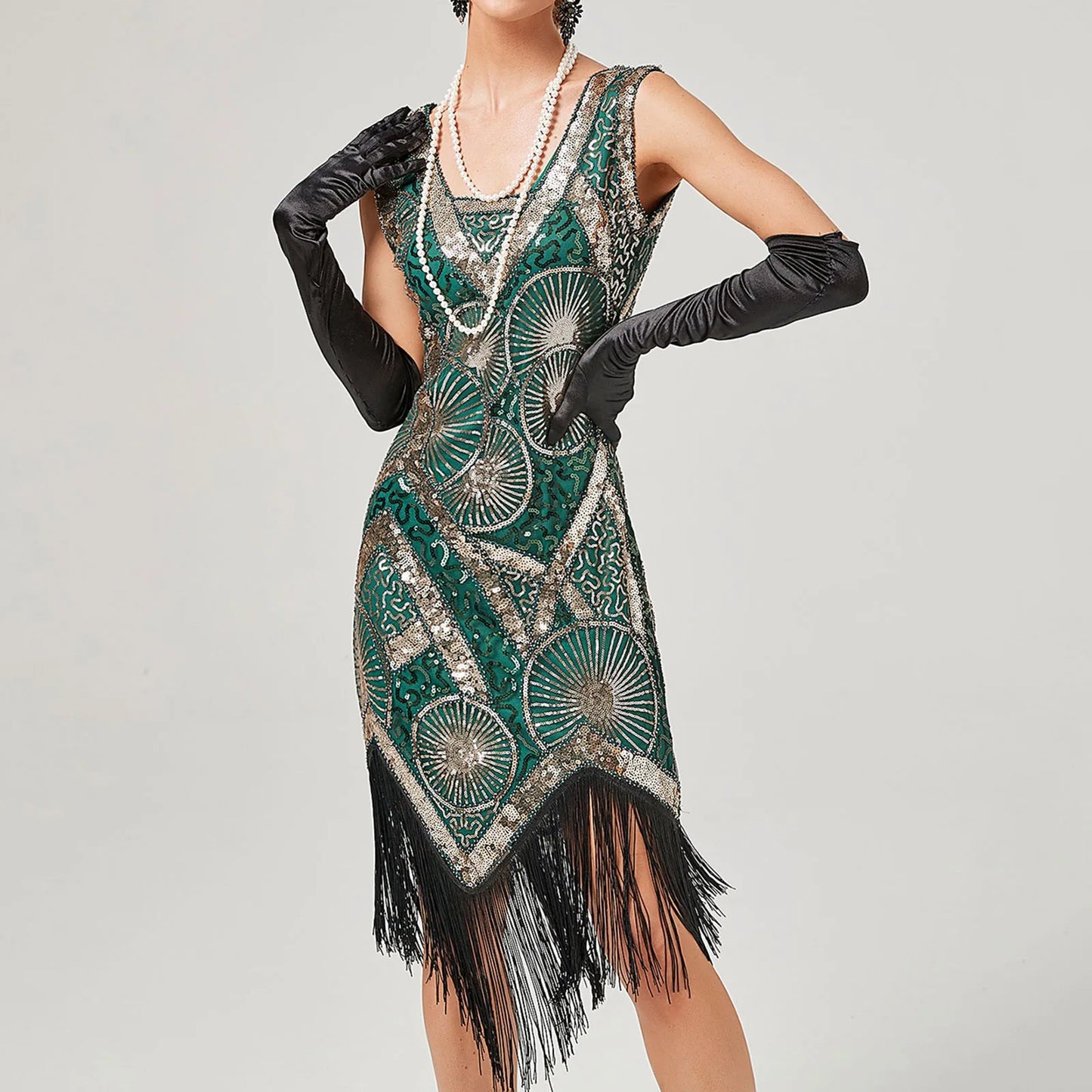 Vintage 1920s Flapper Great Gatsby Dress O-Neck Cap Sleeve Sequin Fringe Party Midi Dress 2024 Summer Dress Vestidos