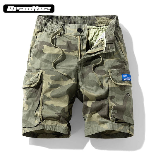 New Men Summer Outdoor Fashion Casual Breathable Pure Cotton Cargo Shorts Men Bermuda Camouflage Beach Jogger Shorts Men Vibrant Vaults